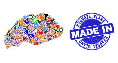 Yapım Mozaik Wrangel Adası Haritası ve Çizilmiş Mühür Yapımı