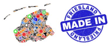 Bileşen Kolaj Friesland Eyaleti Haritası ve desenli Mühür Yapımı