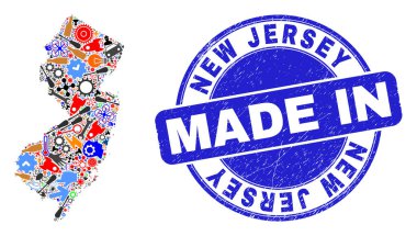 Endüstriyel Mozaik New Jersey Eyalet Haritası