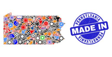 Hizmet Mozaiği Pennsylvania Eyalet Haritası ve Damgalı Yapım