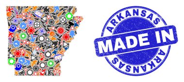 Yapım Mozaik Arkansas Devlet Haritası ve Tehlike Mührü Yapımı