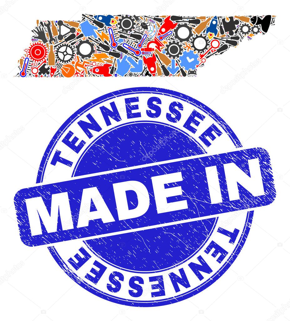 Development Collage Tennessee State Map and Made in Scratched Seal