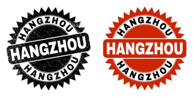 HANGZHOU Grunge desenli Black Rosette Damgası