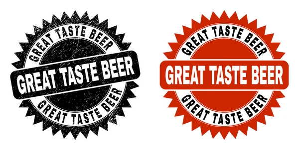 GREAT TASTE BEER Black Rosette Stamp com superfície de estresse — Vetor de Stock