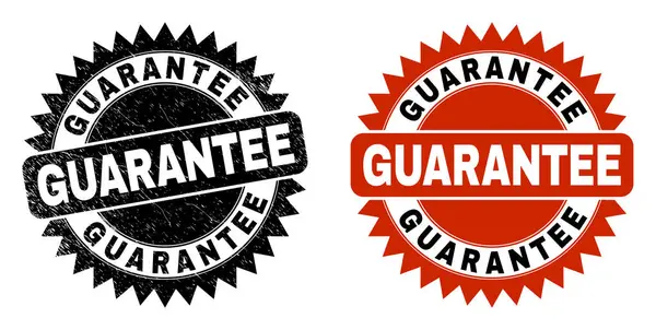 GUARANTEE Zwarte Rosette Seal met onreine stijl — Stockvector