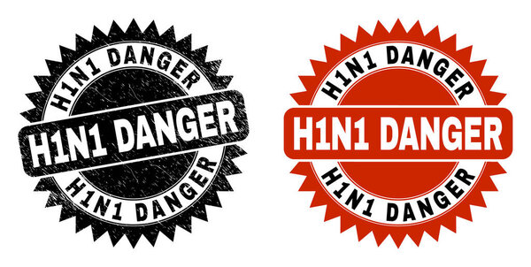 H1N1 DANGER Black Rosette Seal with Scratched Surface