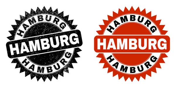 HAMBURG Schwarze Rosettenmarke mit zerkratztem Stil — Stockvektor