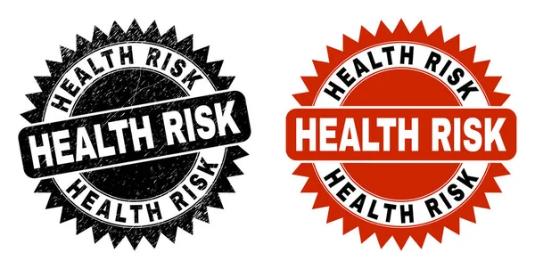 HEALTH RISK Black Rosette Seal with Grunged Style — Stock Vector