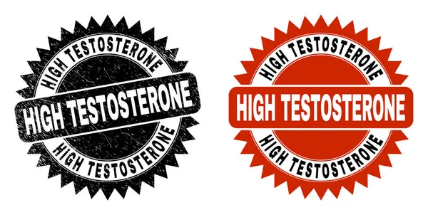 TESTOSTERONE HAUTE Rosette Noire Timbre avec Style Corrodé — Image vectorielle