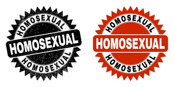 HOMOSEXUAL Black Rosette Stempelsiegel mit korrodiertem Stil — Stockvektor