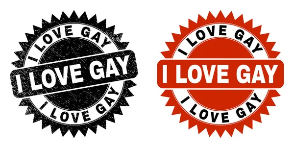 I Love GAY Zwarte Rosette Watermerk met onreine stijl — Stockvector