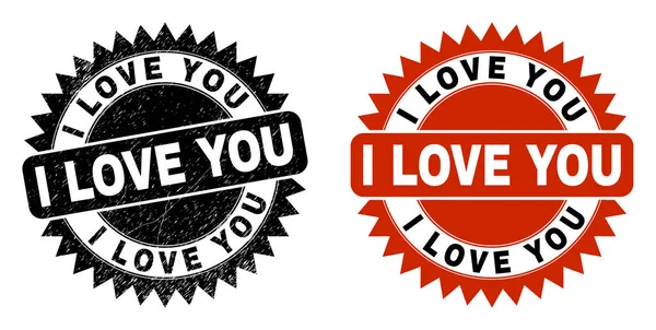 I LOVE YOU Black Rosette Marca de agua con estilo grunge — Vector de stock