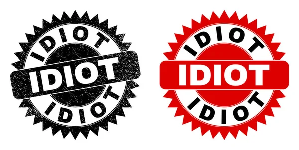 IDIOT Black Rosette Seal com estilo Grunged — Vetor de Stock
