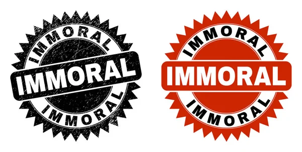 Sello de Roseta Negro IMMORAL con Superficie Impura — Vector de stock