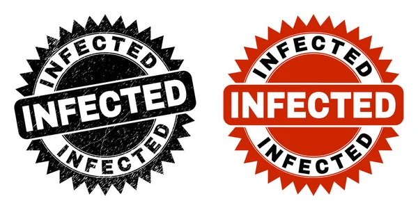 INFECTED Black Rosette Seal met onreine textuur — Stockvector