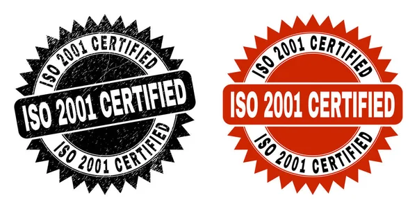 ISO 2001 CERTIFIED Black Rosette Seal with Unclean Style — Stockový vektor