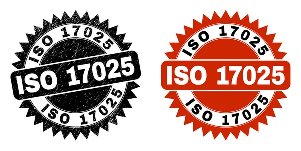 ISO 17025 Black Rosette Seal with Grunged Texture — Stock Vector