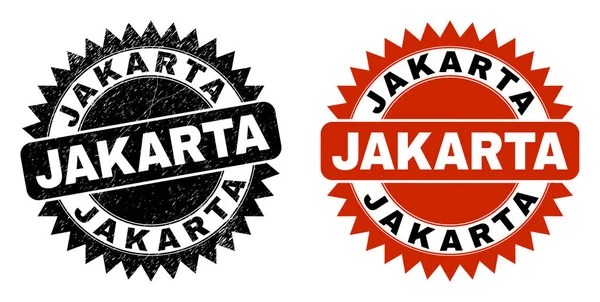 JAKARTA具有遇险表面的黑色玫瑰印章 — 图库矢量图片