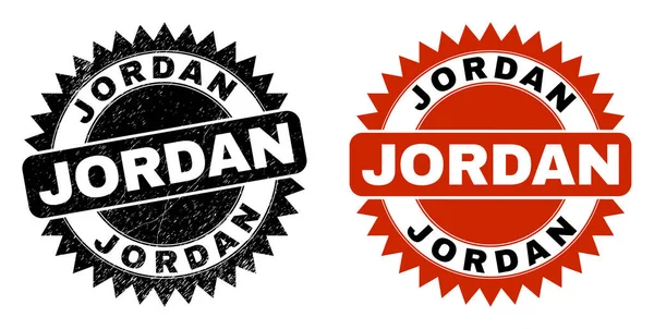 JORDANIE Timbre Rosette noire avec style grogné — Image vectorielle