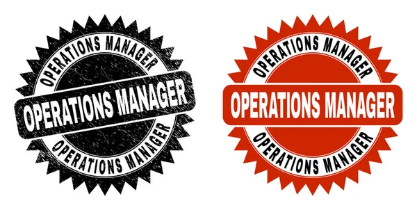 OPERATIONS MANAGER Sello de sello Roseta negra con textura Grunge — Archivo Imágenes Vectoriales