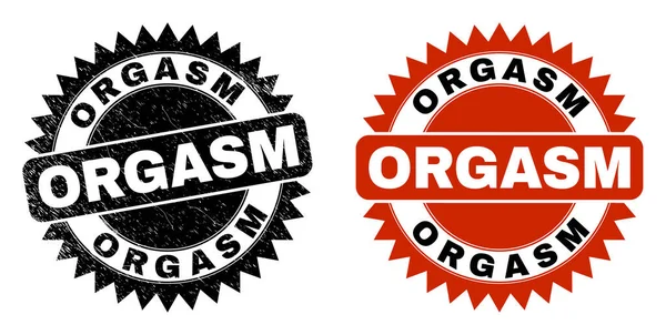ORGASM Black Rosette Seal with Scratched Surface — Stock Vector