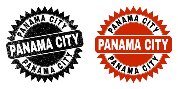 PANAMA CITY Black Rosette Stamp Seal with Grunged Style — Stock Vector