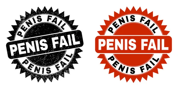 PENIS FAIL Black Rosette Seal with Unclean Texture — Stok Vektör