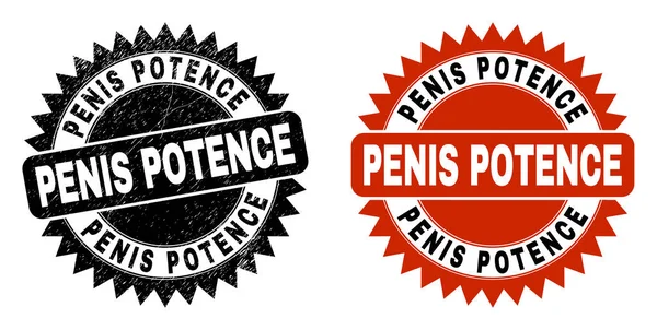 PENIS POTENCE Black Rosette Seal with Unclean Style — Stockový vektor