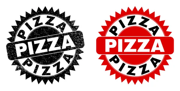 PIZZA具有腐蚀风格的黑色玫瑰印章 — 图库矢量图片