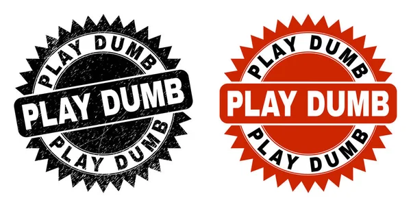 PLAY DUMB Black Rosette Watermark with Scratched Texture — Archivo Imágenes Vectoriales