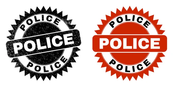 POLICE Black Rosette Seal with Unclean Texture — Stock Vector