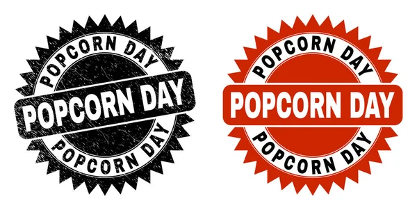 POPCORN DAY Rosette noire filigrane avec surface de détresse — Image vectorielle