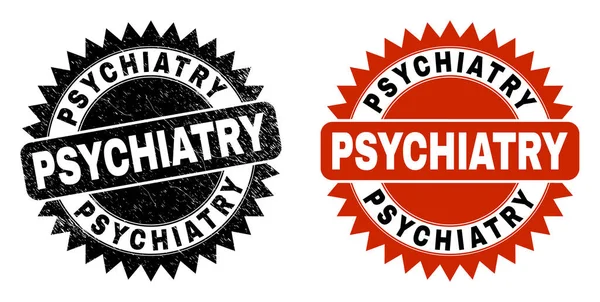 PSYCHIATRY Sigillo timbro Rosetta nero con stile impuro — Vettoriale Stock