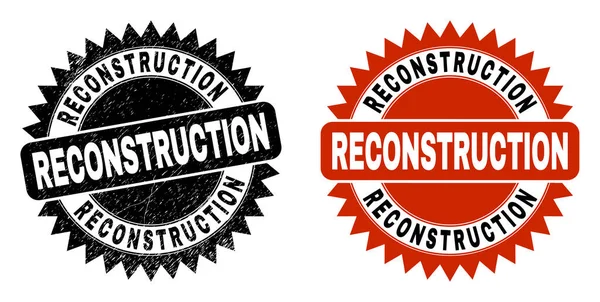 RECONSTRUCTION Black Rosette Watermark พร้อมพื้นผิว Grunge — ภาพเวกเตอร์สต็อก