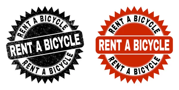 RENT A BICYCLE Black Rosette Stamp with Grunged Texture — Stock Vector