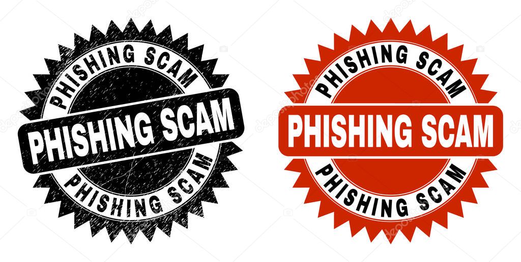 PHISHING SCAM Black Rosette Watermark with Distress Surface