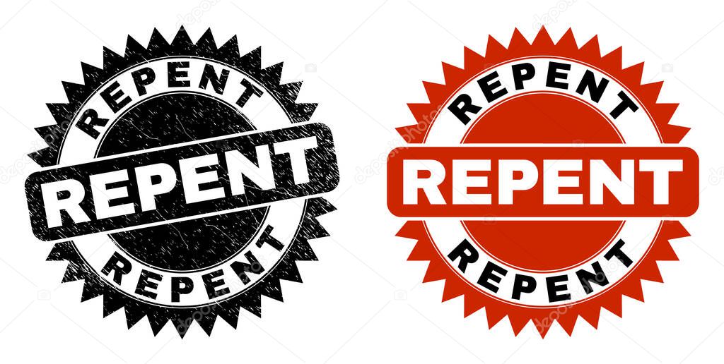 REPENT Black Rosette Stamp Seal with Unclean Style