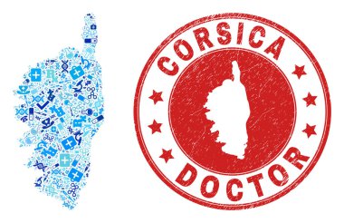Tıbbi Aşı Mozaik Korsika Haritası ve Lastik Doktor Watermaek