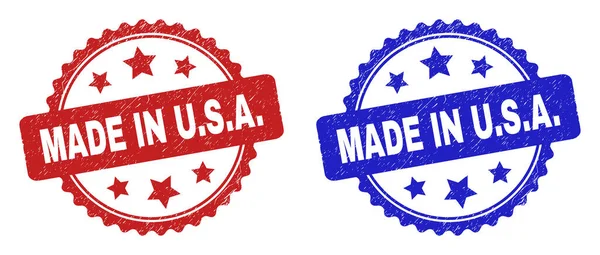 MADE IN U.S.A. Rosette postzegels met Grunge Style — Stockvector