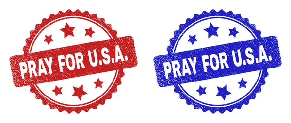 PRAY FOR U.S.A. Rosette Watermarks with Corroded Style — Stock Vector