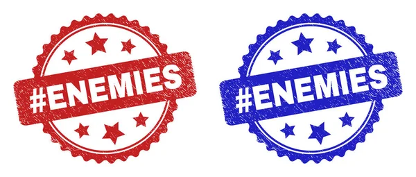 Hashtag ENEMIES Ροζέτα υδατογραφήματα με παραποιημένη επιφάνεια — Διανυσματικό Αρχείο