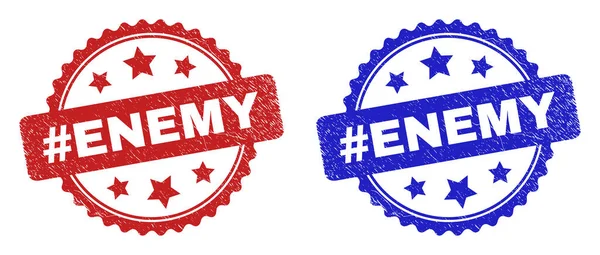 Hashtag ENEMY Rosette Stamp Seals mit unsauberem Stil — Stockvektor