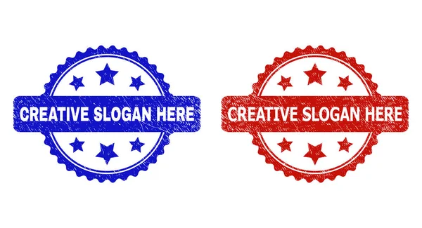 CREATIVE SLOGAN HERE Rosette Watermarks using Distress Style — стоковый вектор