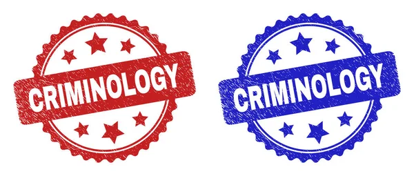 CRIMINOLOGY Rozet Watermerken met rubber textuur — Stockvector