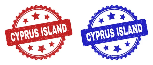 CYPRus ISLAND Rosette Stamp Seals with Unclean Texture — 스톡 벡터
