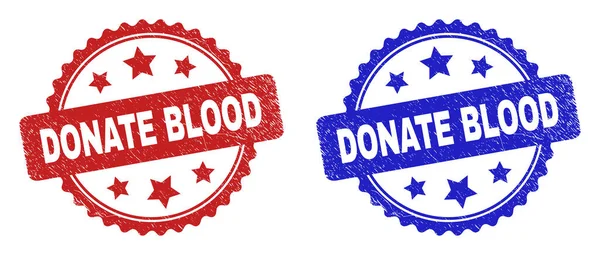 DONATE BLOOD Rosette Seals Menggunakan Gaya Karet - Stok Vektor