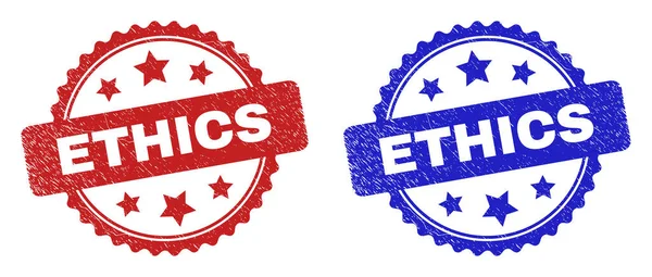 ETHICS Rosette Stempel Afdichtingen met Noodtextuur — Stockvector