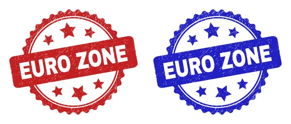 EURO ZONE Rosettenstempel mit Grunge-Oberfläche — Stockvektor