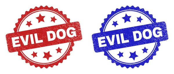 EVIL DOG Rosette Seals usando textura Grunge —  Vetores de Stock