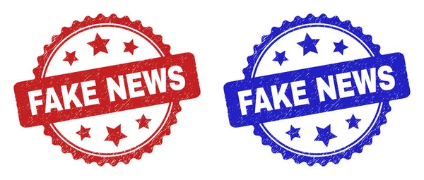 FAKE NEWS Rosette pečetě s nečistou texturou — Stockový vektor